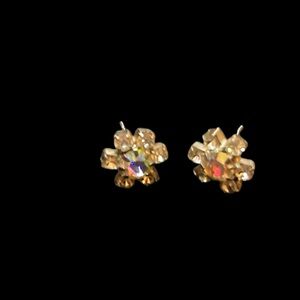 Vintage AB Crystal Flower Stud Earrings - Women Jewelry